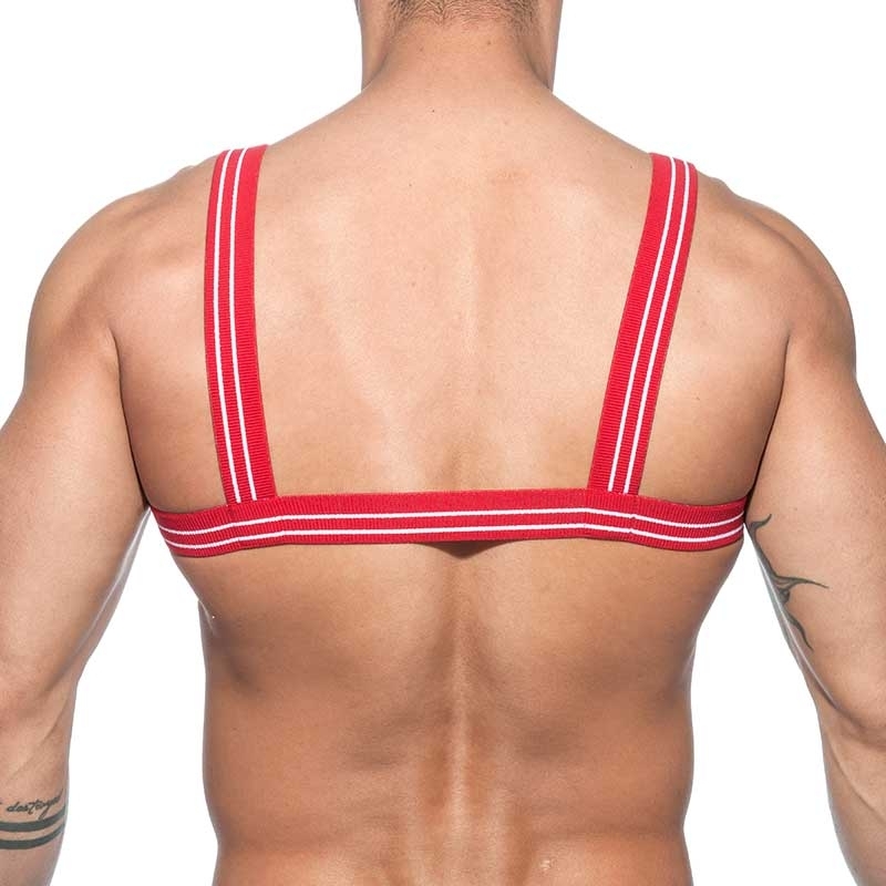 ADDICTED HARNESS rip stripes AD676 red with bondage rings