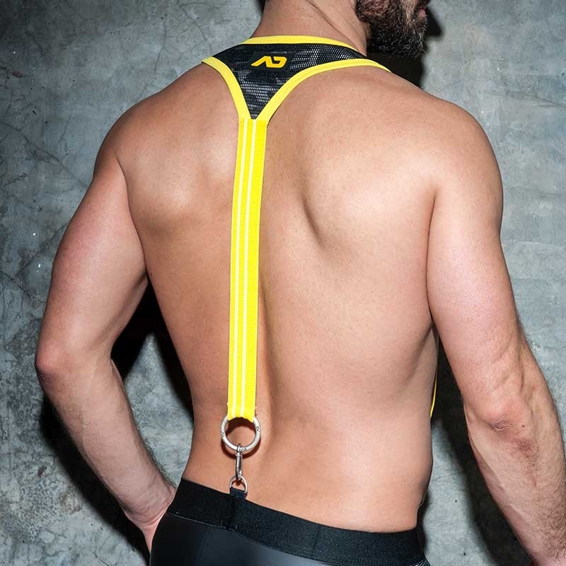 AD-FETISH HARNESS camouflage suspenders ADF86 carabiner code yellow