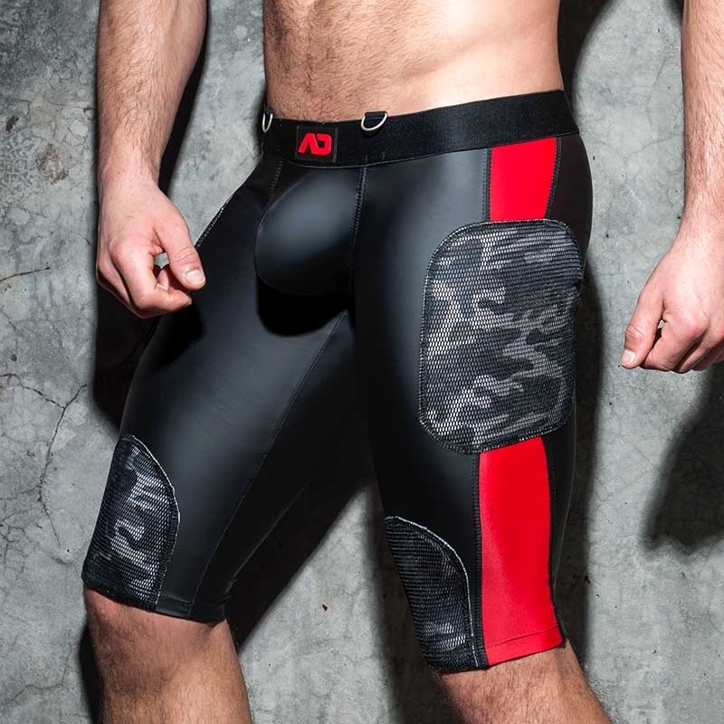 AD-FETISH wet KNEE PANT camouflage mesh football ADF75 Carabiner push-up code red