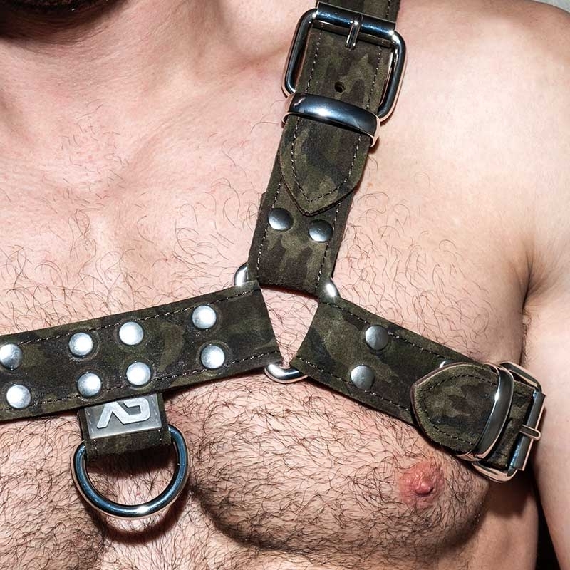 AD-FETISH LEATHER HARNESS camouflage ADF94 Tarnfleck in oliv