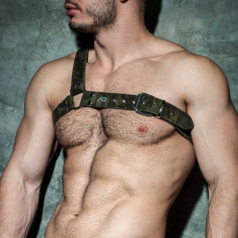 AD-FETISH LEATHER HARNESS camouflage ADF91 Gladiator in oliv