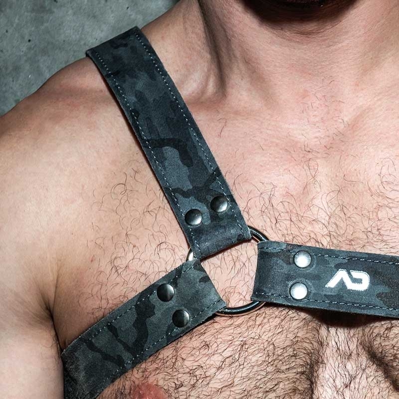 AD-FETISH LEATHER HARNESS camouflage ADF91 Gladiator in grey