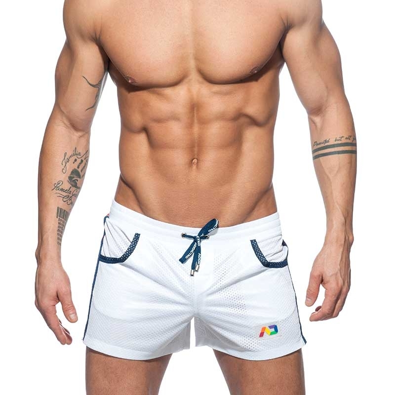 ADDICTED SWIM SHORTS mesh rainbow ADS178 casual beach pants in white