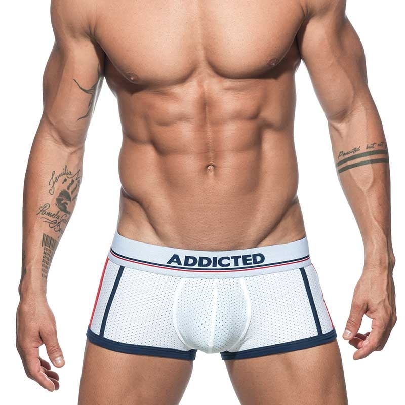 ADDICTED backless BOXER mesh AD741 half open butt in white