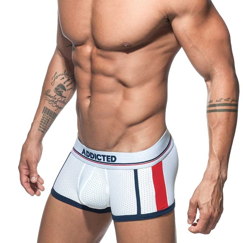 ADDICTED backless BOXER mesh AD741 half open butt in white