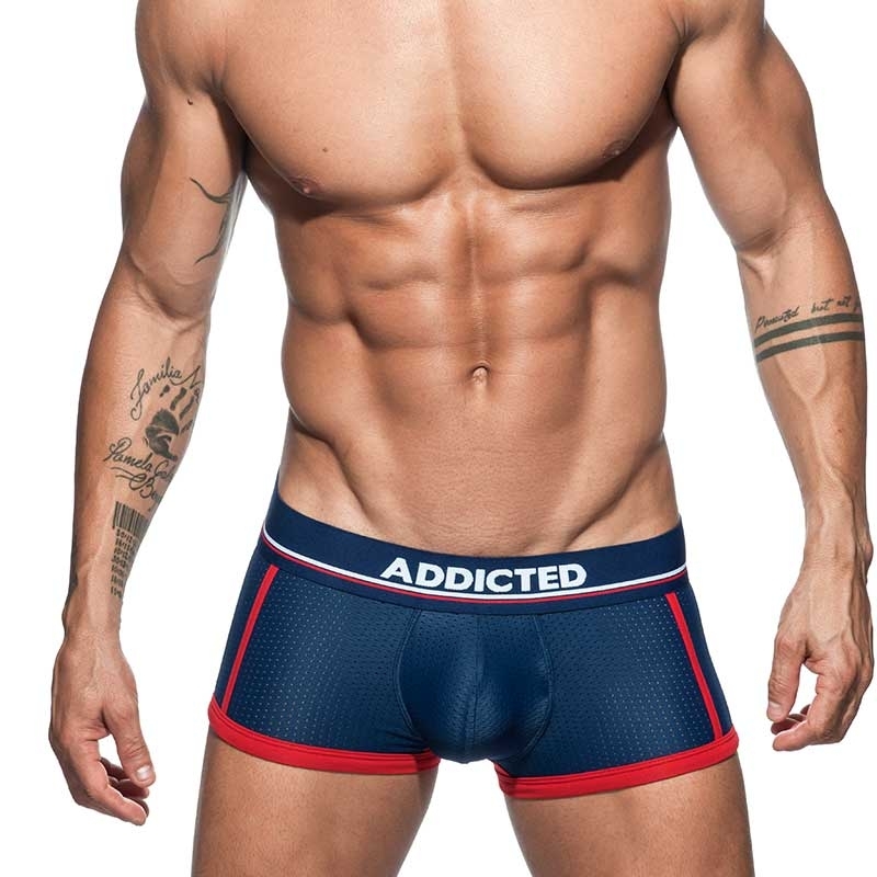 ADDICTED backless BOXER mesh AD741 half open butt in dark blue
