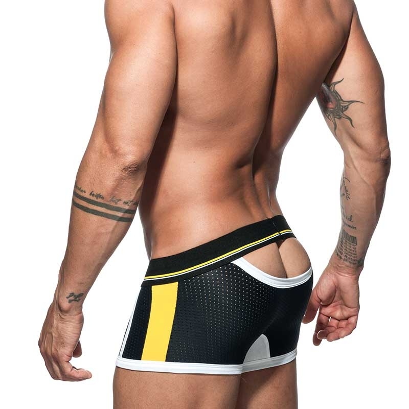 ADDICTED backless BOXER mesh AD741 half open butt in black