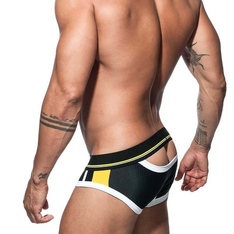 ADDICTED backless BRIEF mesh AD740 half open butt in black