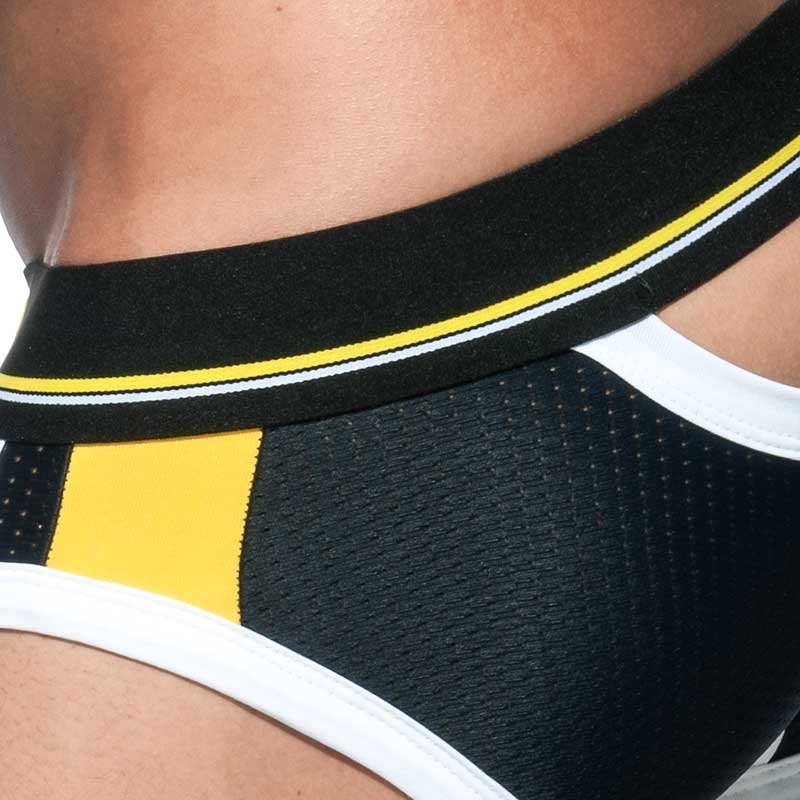 ADDICTED backless BRIEF mesh AD740 half open butt in black