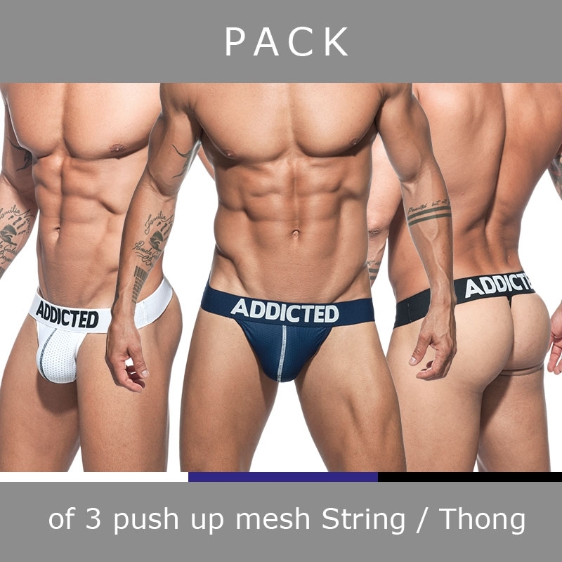 ADDICTED STRING mesh AD732P push-up in a 3-value pack