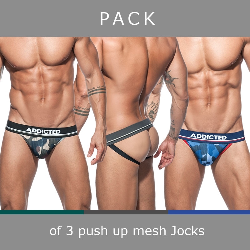ADDICTED JOCKstraps mesh AD700P push-up camouflage in a 3-value pack