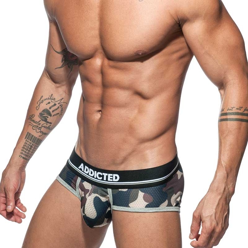 ADDICTED BRIEF mesh AD697 push-up camouflage in oliv green