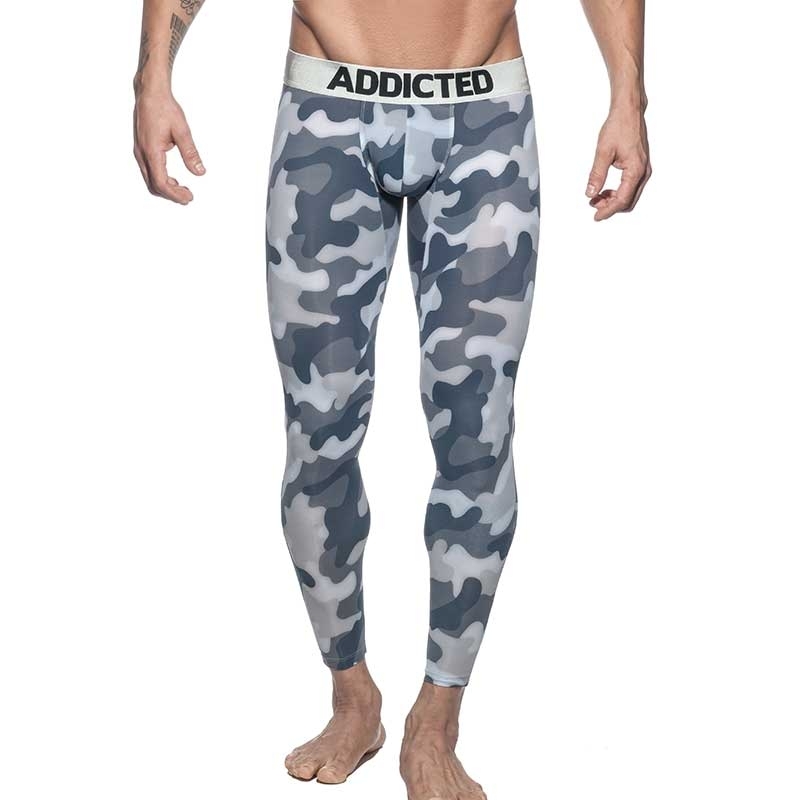 The men's bottomless LEGGING AD695 in grey camouflage with silver ...