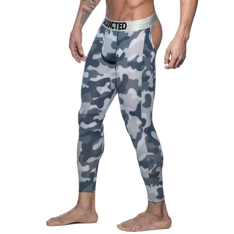 ADDICTED bottomless LEGGINGS AD695 camouflage in black-grey silver