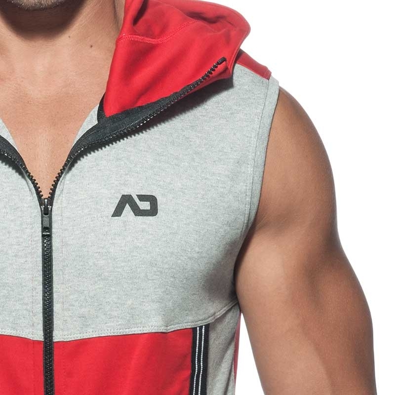 ADDICTED Sport HOODIE TANK retro AD673 farbiges Paneel in rot