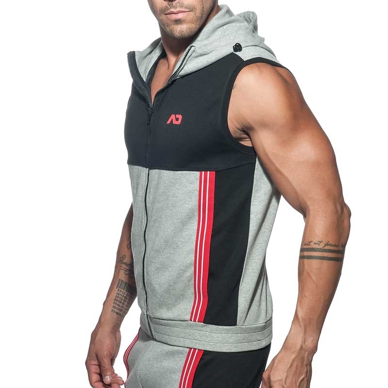 ADDICTED Sport HOODIE TANK retro AD673 colored panel in grey