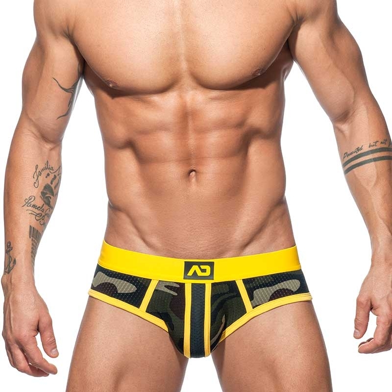 ADDICTED BRIEF camouflage mesh AD764 stripes in yellow