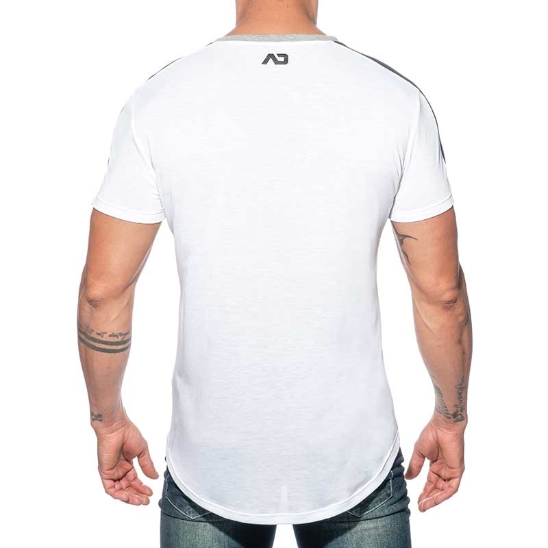 ADDICTED T-SHIRT long AD778 shoulder stripes in white