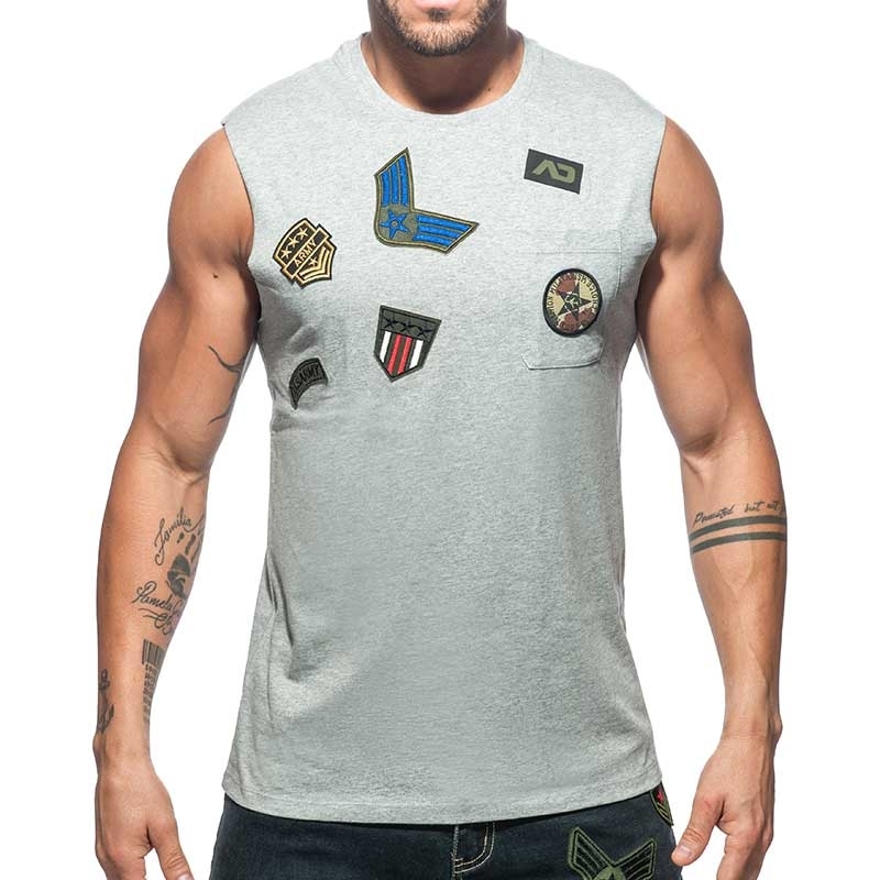 ADDICTED TANK TOP Sticker AD750 base military in grey