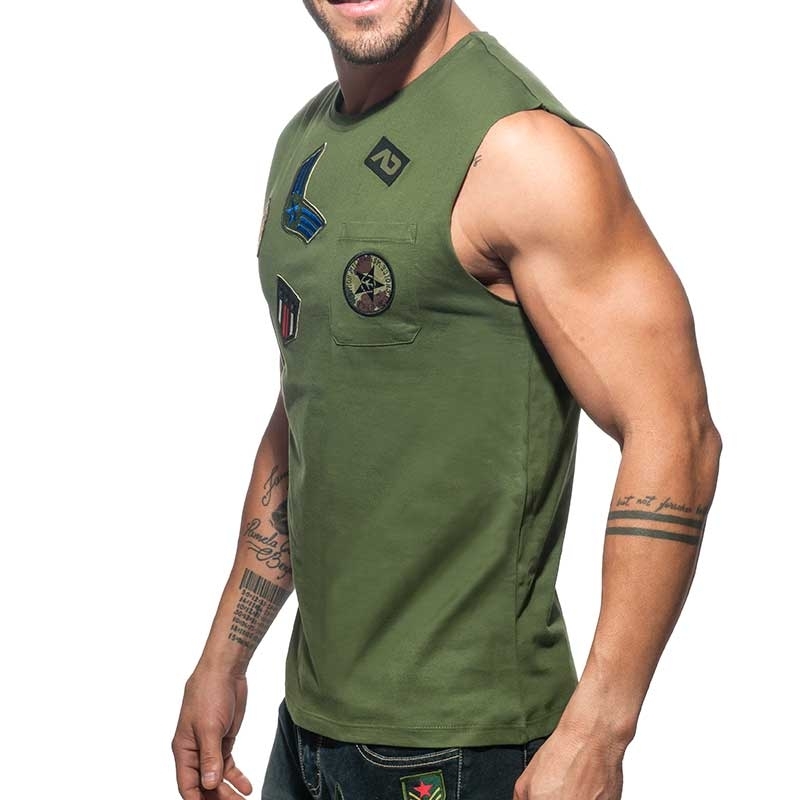 ADDICTED TANK TOP Sticker AD750 base military in oliv green