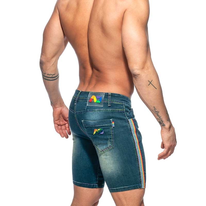 ADDICTED Jeans SHORTS Regenbogen AD748 niedriger Bund in dunkelblau