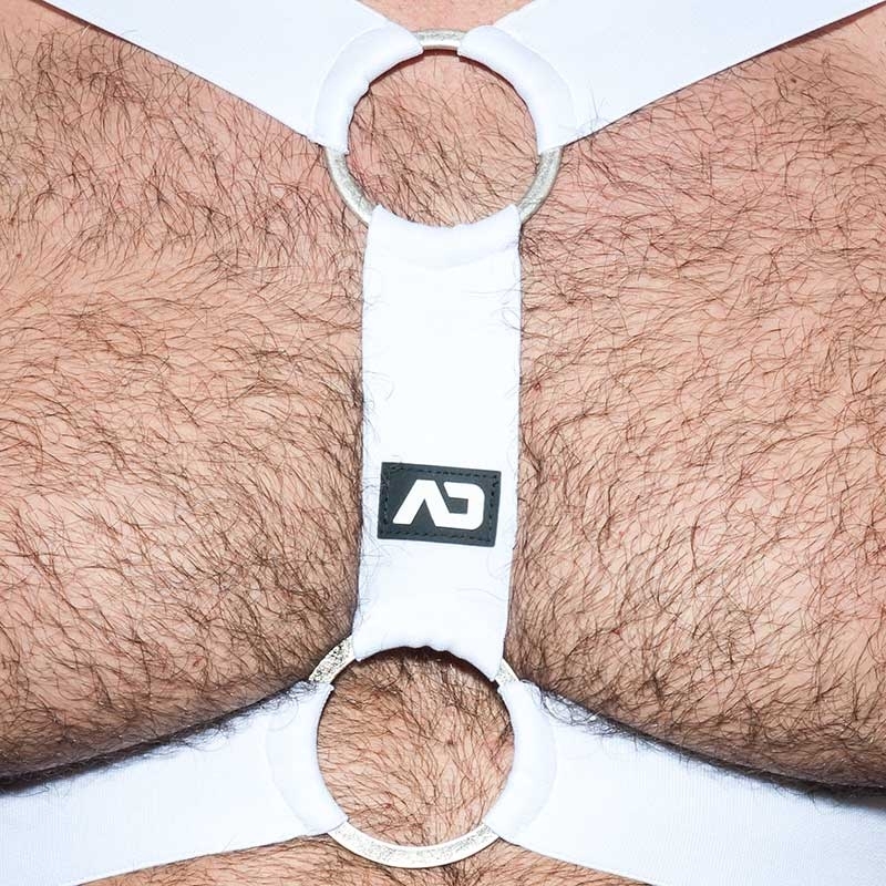 AD-FETISH HARNESS elastic ADF116 double ring in white