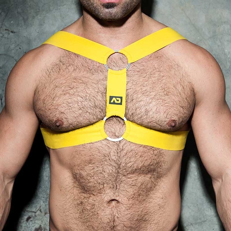 AD-FETISH HARNESS elastic ADF116 double ring in yellow