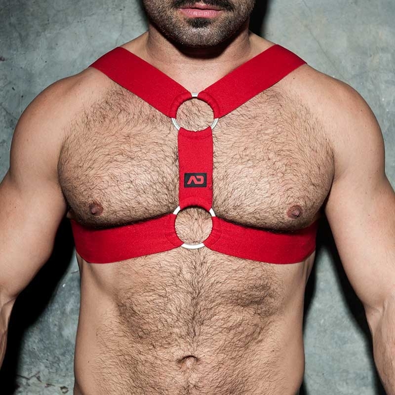 AD-FETISH HARNESS elastic ADF116 double ring in red