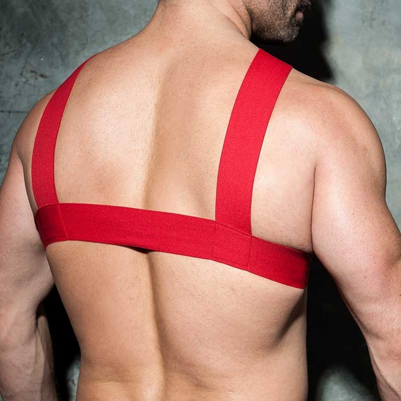 AD-FETISH HARNESS elastic ADF116 double ring in red