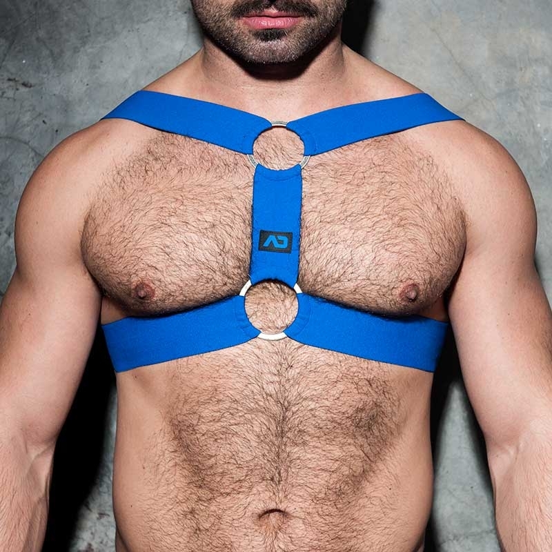 AD-FETISH HARNESS elastic ADF116 double ring in blue