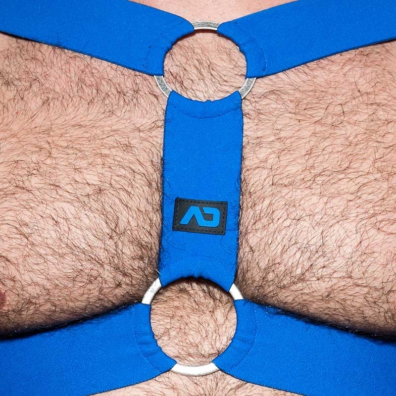 AD-FETISH HARNESS elastic ADF116 double ring in blue