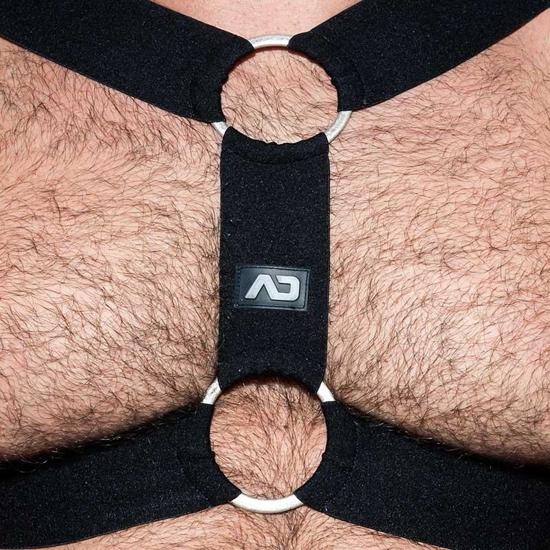 AD-FETISH HARNESS elastic ADF116 double ring in black
