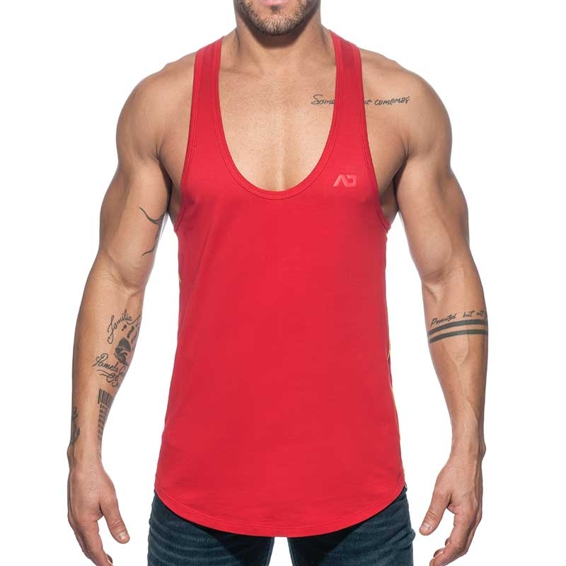 ADDICTED TANK TOP Muscle shirt AD777 flag style in red
