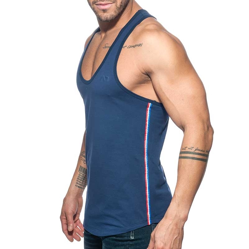ADDICTED TANK TOP Muscle shirt AD777 flag style in dark blue