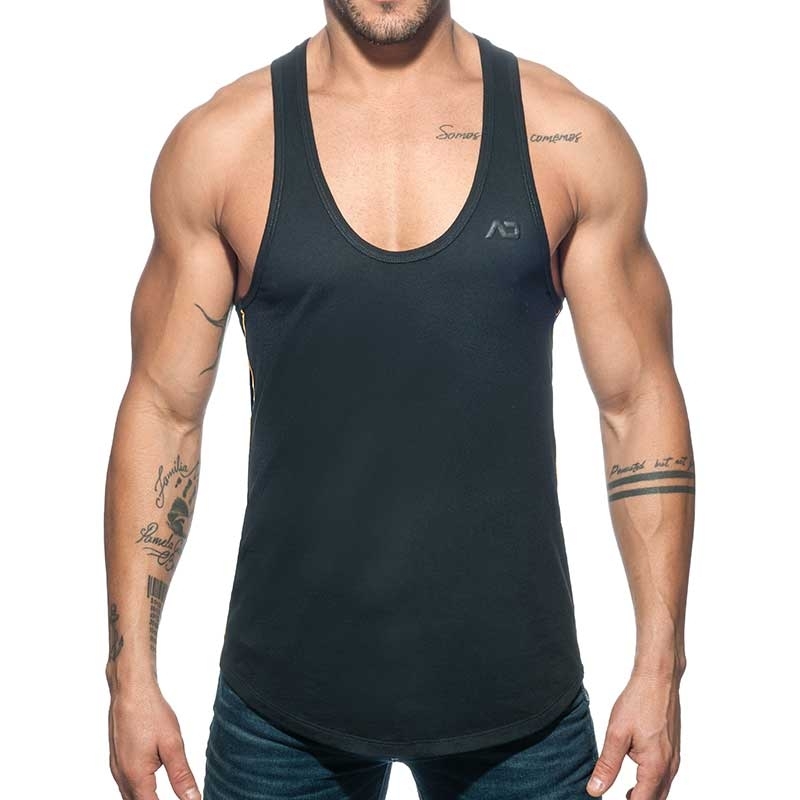 ADDICTED TANK TOP Muscle shirt AD777 flag style in black