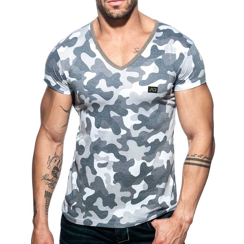 ADDICTED T-SHIRT used AD800 camouflage in grau