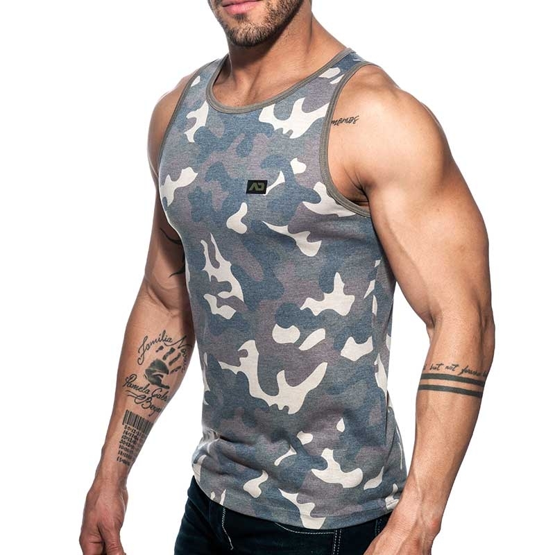 ADDICTED TANK TOP used AD801 camouflage in oliv green