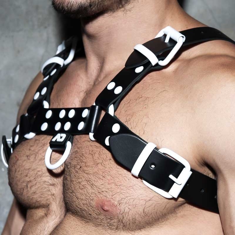 AD-FETISH Leather HARNESS ADF119 Color code in white