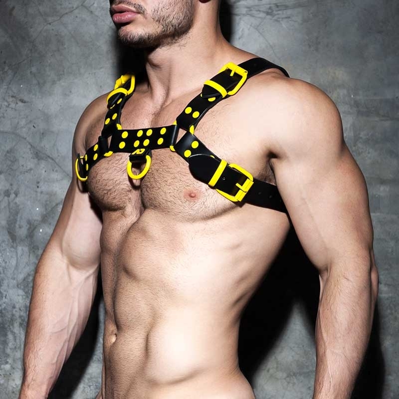 AD-FETISH Leather HARNESS ADF119 Color code in yellow