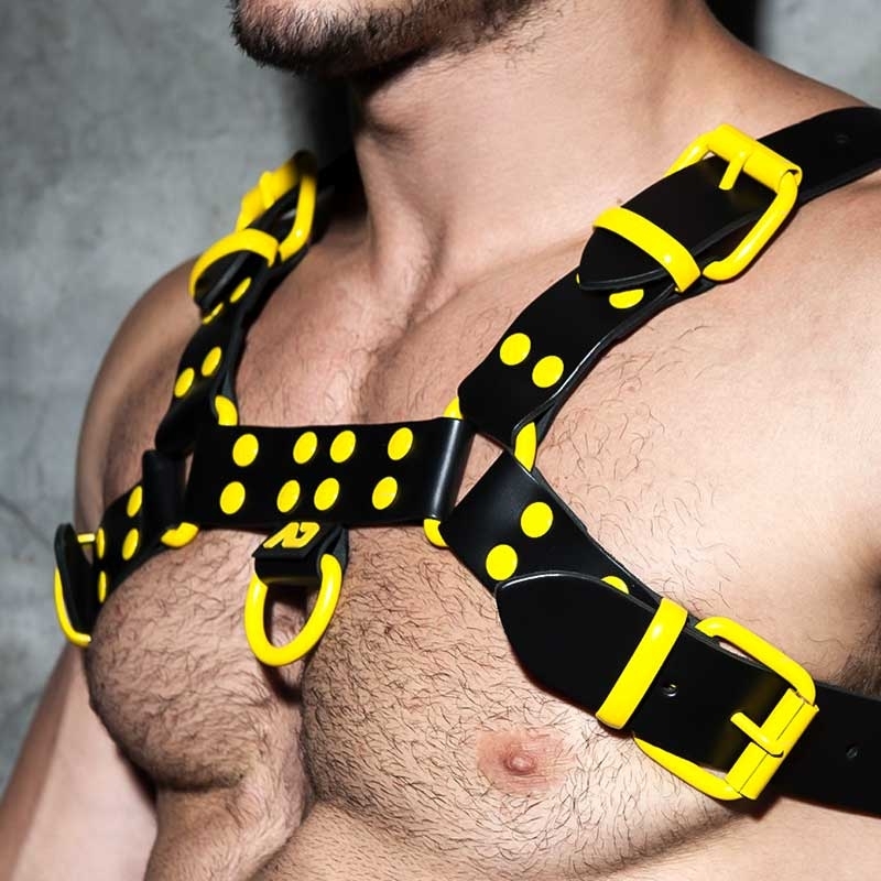 AD-FETISH Leather HARNESS ADF119 Color code in yellow