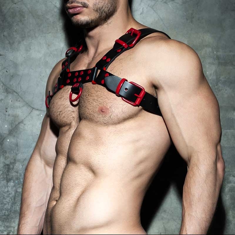 AD-FETISH Leather HARNESS ADF119 Color code in red