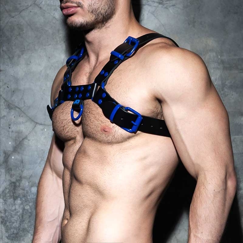 AD-FETISH Leather HARNESS ADF119 Color code in blue