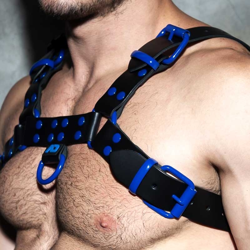 AD-FETISH Leather HARNESS ADF119 Color code in blue