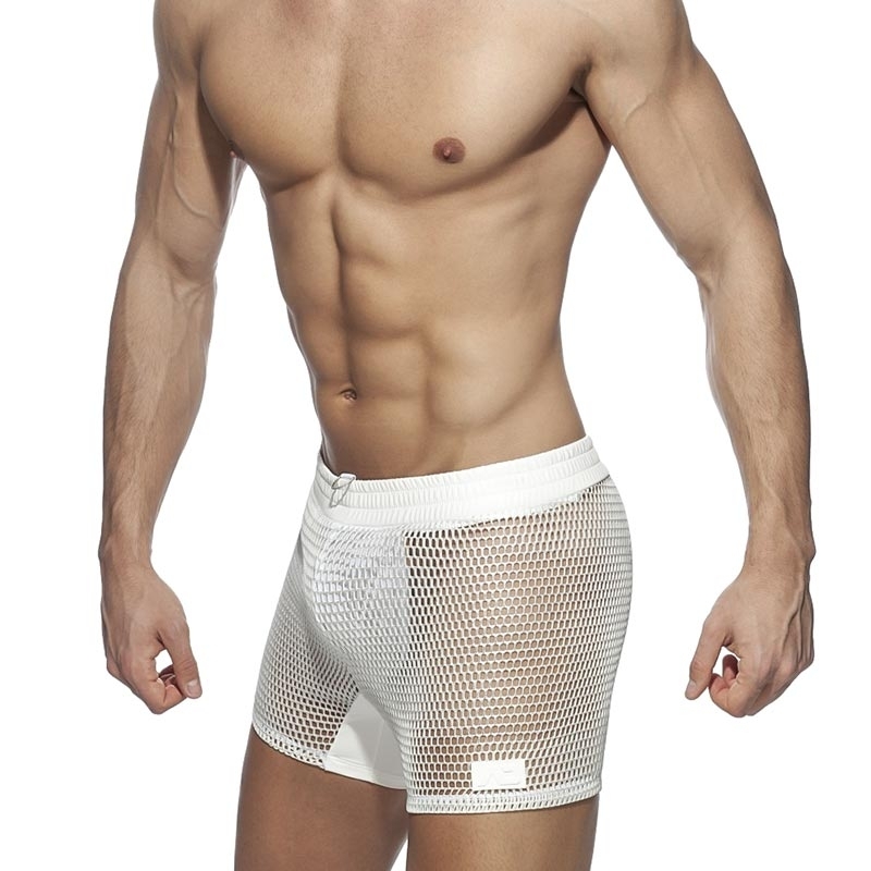 ADDICTED wet mesh SHORTS carabiner AD851 lift-up grating in white