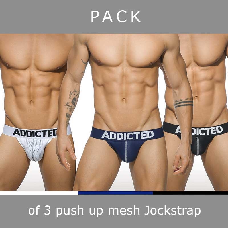 ADDICTED JOCKstrap mesh AD479P push-up bag in a 3-value pack