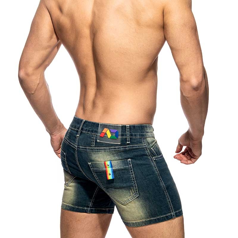 ADDICTED Jeans SHORTS Regenbogen AD991 in dunkelblau