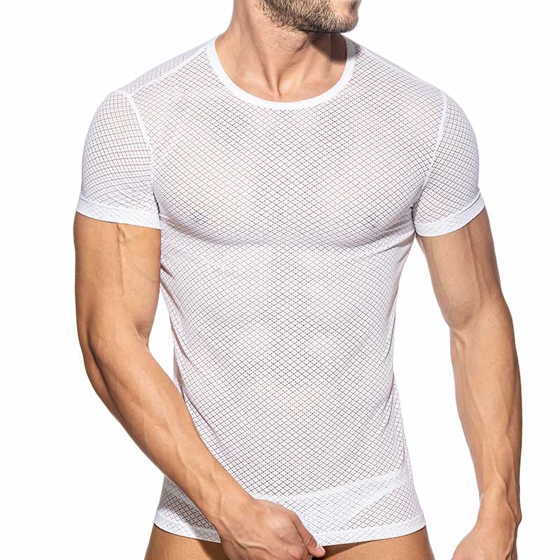 ADDICTED mesh T-SHIRT AD1081 in white