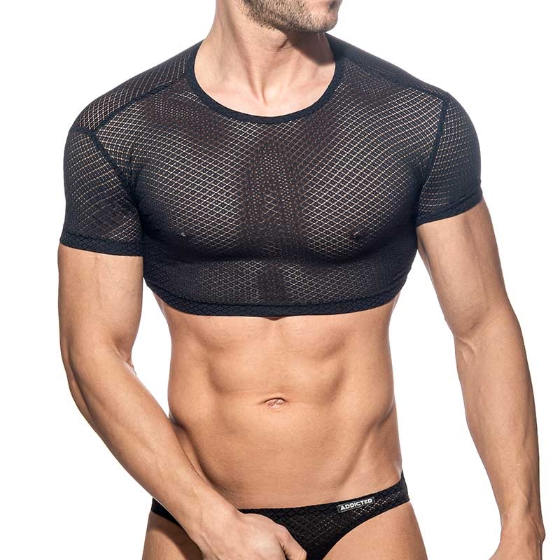 ADDICTED mesh TOP SHIRT AD1082 in black