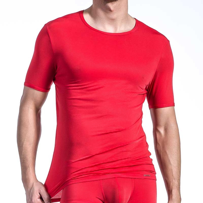 OLAF Benz T-SHIRT micro RED1201 Ripp red