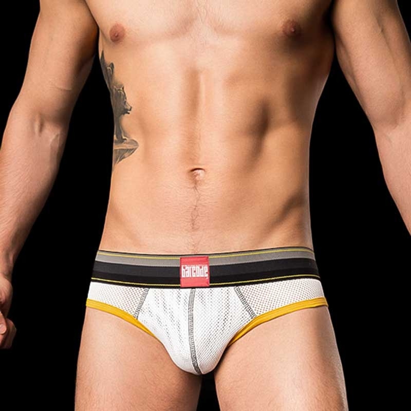 BARCODE Berlin BRIEF MESH limited Bond Street backless white-yellow